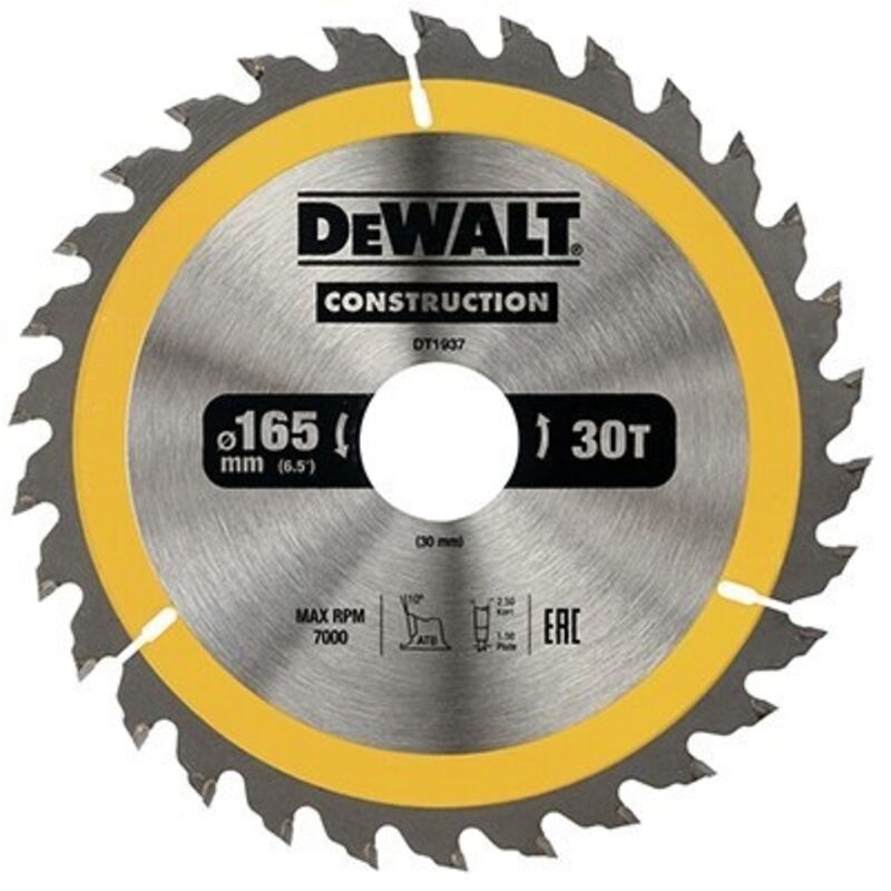 Lama Circolare Per Legno 165/30mm, 30 Denti - Dw Dt1937-Qz