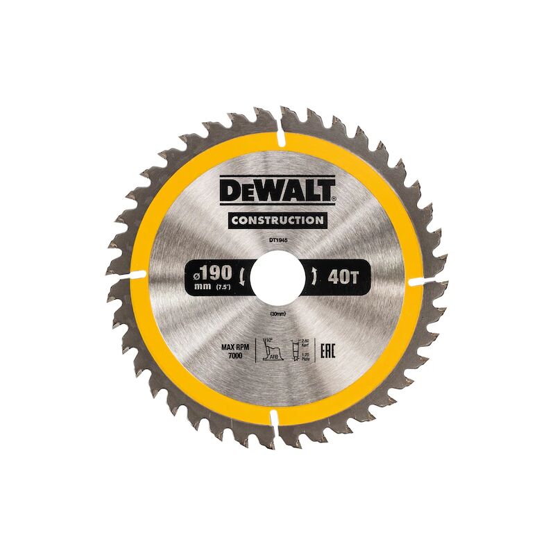 Accessori - Lama da sega 190x30 mm, 40 denti DT1945 - Dewalt