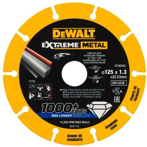 Disco da taglio diamantato Extreme Metal DeWALT DT40252-QZ (Ø 125 x 22.3 mm)