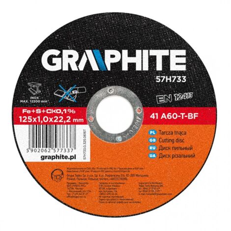 Disco da taglio Graphite cutting disc 125 mm 1 mm inox
