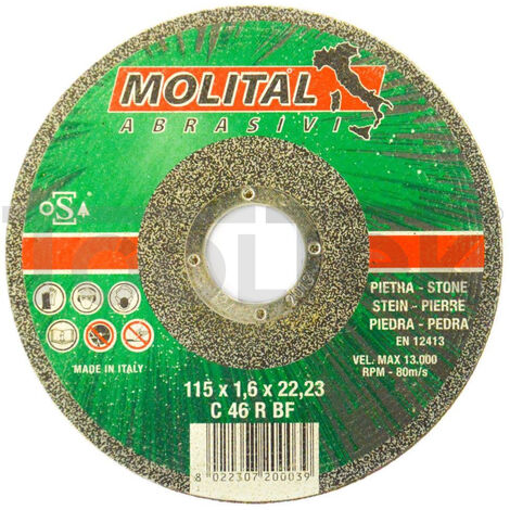 DISCO DA TAGLIO MOLA PIETRA 115mm DISCHI 10pz SMERIGLITRICE MOLITAL