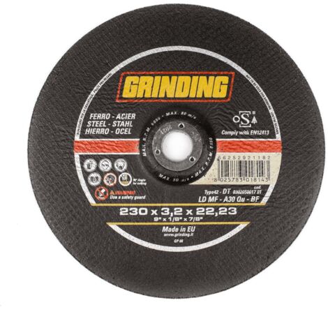 Disco da taglio per ferro 230×3,2 mm foro 22,23 ossido di alluminio a30q-bf42 grinding ld mf 352020