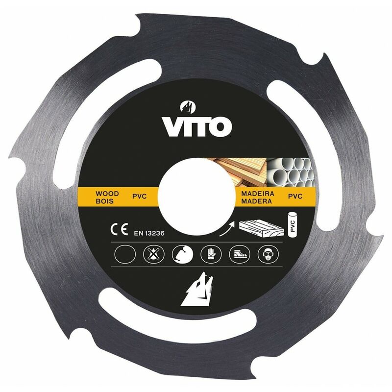 Image of Disco da taglio per legno e pvc 230 mm Smerigliatrice Vito Foro 22,5 mm