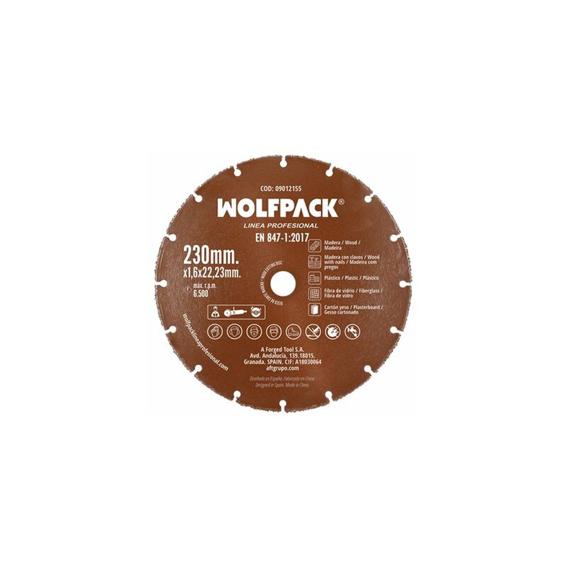 Image of Wolfpack - Disco da taglio per legno/plastica ø 230 mm. Tagliente in carburo di tungsteno