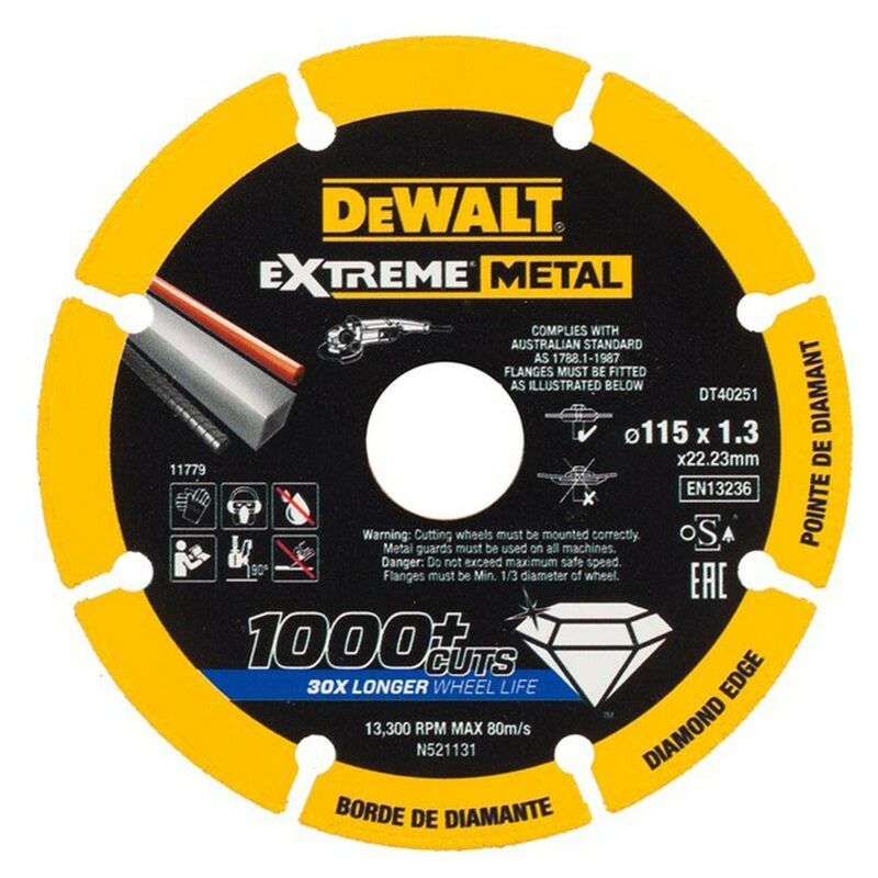 Image of Dewalt extreme metal 115x1,3mm disco diamantato per ferro