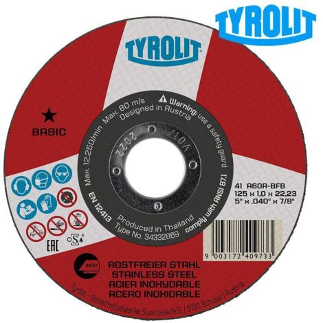 Disco da Taglio Piatto 41C Ø125x1x22,23 A60R-BFB Tyrolit