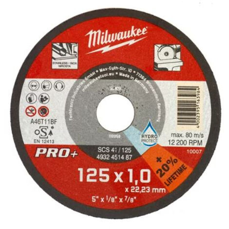 Disco da taglio sottile per acciaio 125x1mm Milwaukee SCS 41 Pro+ 4932451487