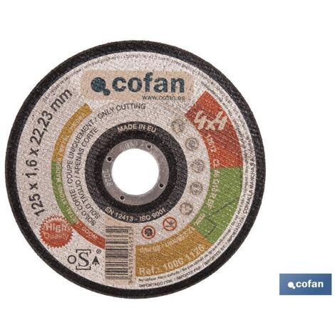 Disco de corte 125x1,6 mm para amoladora angular, certificado según norma ISO 9001:2000