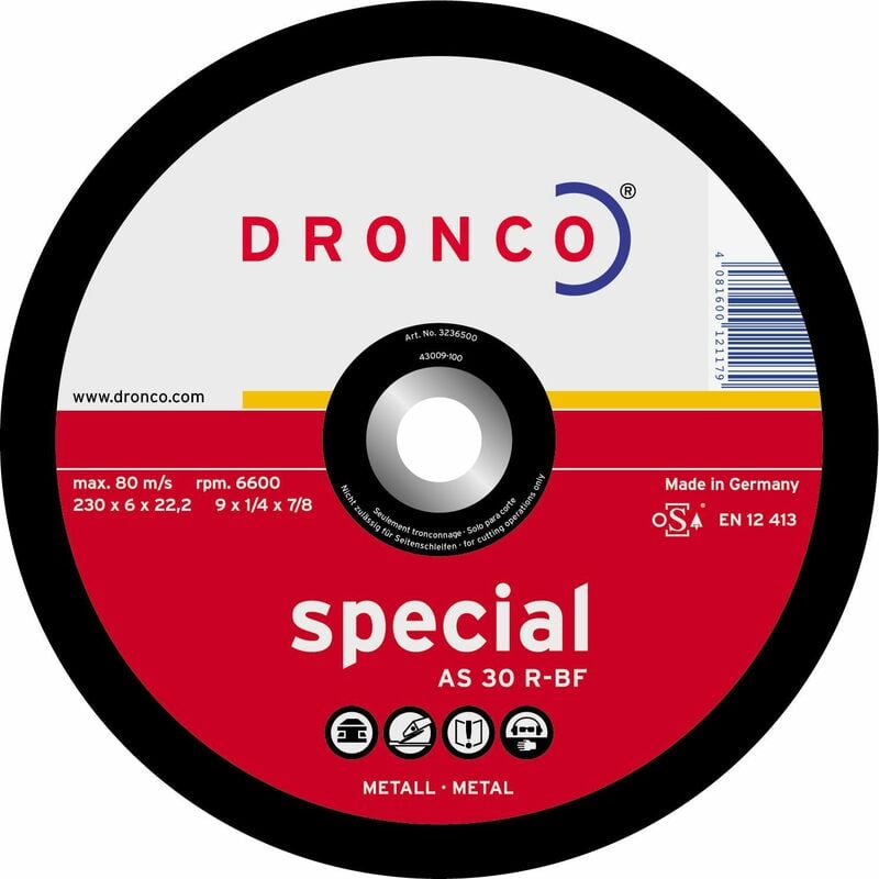 

AS30R-125 - Disco de desbaste AS 30 R Special-metal, 125 x 6 mm - Dronco