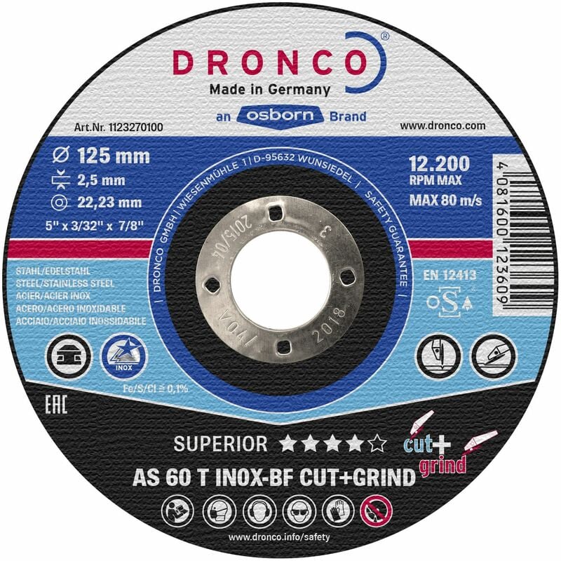 

AS46TINOXCG-115 - Disco de corte metal AS 46 / AS 30 T INOX CUT+GRIND Special (Corte+Desbaste), 115 x 2,5 mm - Dronco