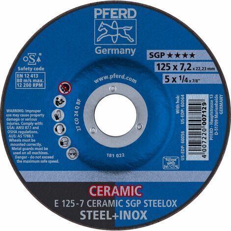 Disco de corte CO24QSG 125x7,2mm acodado Pferd