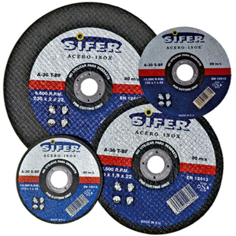 Disco de corte de acero inoxidable SIFER 125x1,0x22 A60T-BF