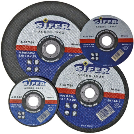 Disco de corte de acero inoxidable SIFER 230x2x22 R159