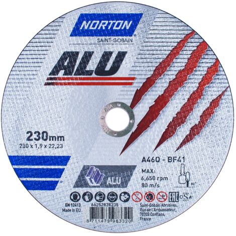 DISCO DE CORTE DE ALUMINIO 230x1.9 NORTON ALU