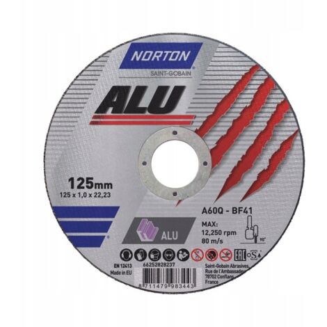 Disco de corte de aluminio NORTON ALU de 125 x 1 mm