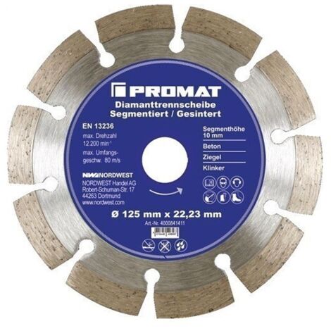 Disco de corte de diamante D.180mm taladro 22,23mm segmentado 10mm PROMAT