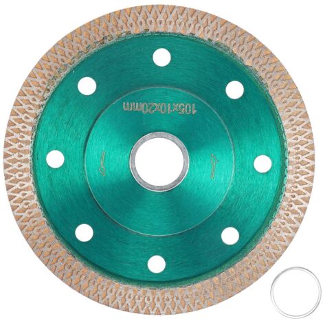 Disco de corte de diamante de 105 mm para porcelana y granito – sierra circular para cerámica/mármol – hoja de sierra duradera para un mayor rendimiento y vida útil (Juego: 1 disco + 1 aro)