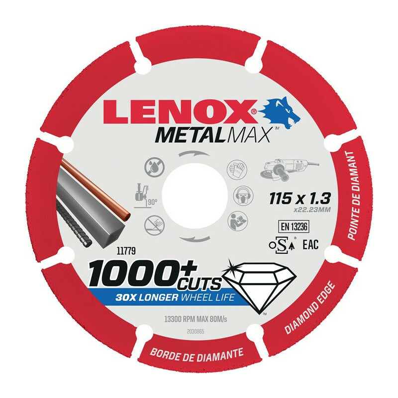 

Disco de corte de diamante Metal Max D.115mm taladro 22,23mm STA LENOX