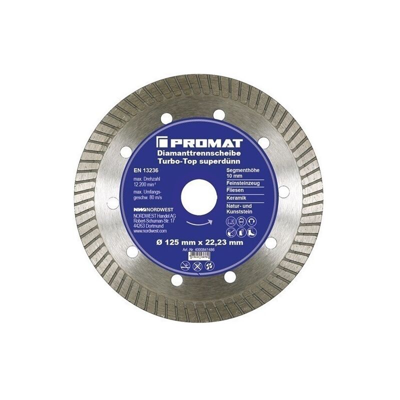 

Disco De Corte Diamantado Dim. 125 Mm Perforacin 22,23 Mm