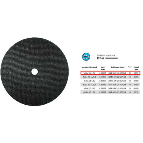 DISCO DE CORTE DE METAL INCOFLEX 300 x 32 x 32 mm