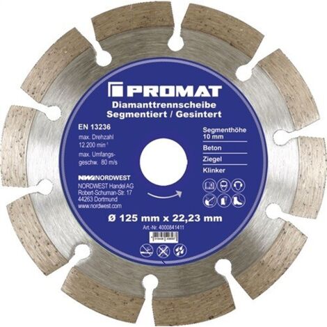 Disco De Corte Diamantado Diam. 125 Mm Perforacion 22,23 Mm