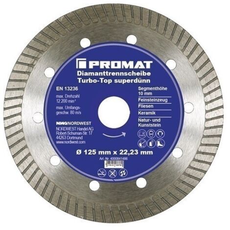 Disco De Corte Diamantado Diam. 125 Mm Perforacion 22,23 Mm
