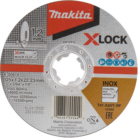 Disco de corte fino acero inox. X-LOCK 125 mm Makita E-00418