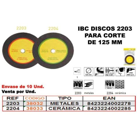 Disco de Corte Metales IBC FINSTOCK 125mm Acero