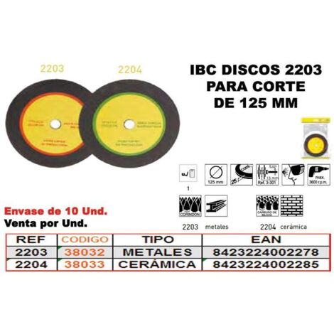 Disco de Corte Metales IBC FINSTOCK 125mm Acero