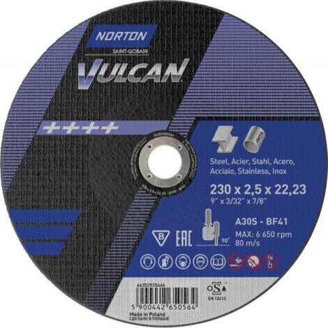 Disco de corte Norton vulcan 230 mm 2,5 mm aluminio