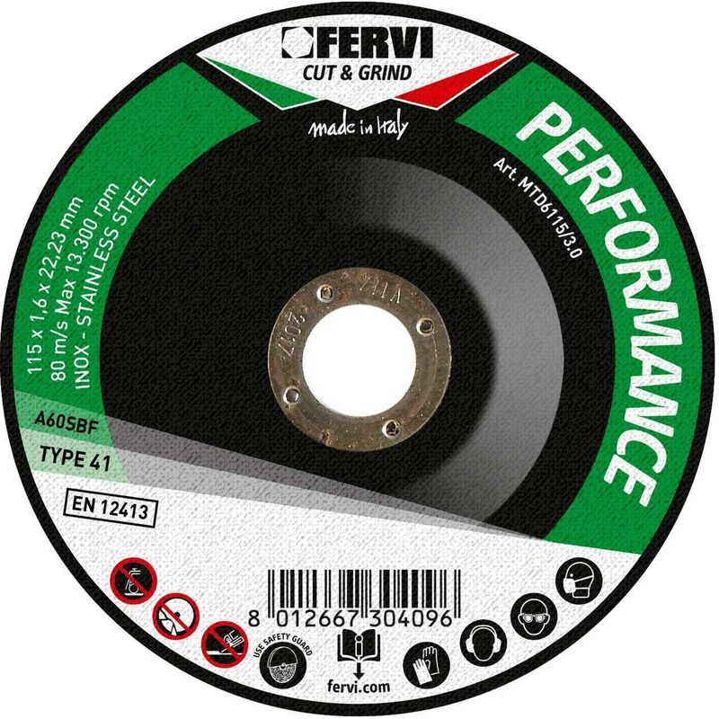 Fervi - disco de corte para metal 230x3x22 mm A-30-R-BF 80 performance MTD6230/3.0