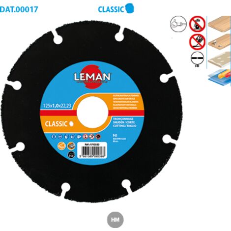 Disco de corte plano de carburo Classic ø 125 Asta 22,23 Esp. 1mm