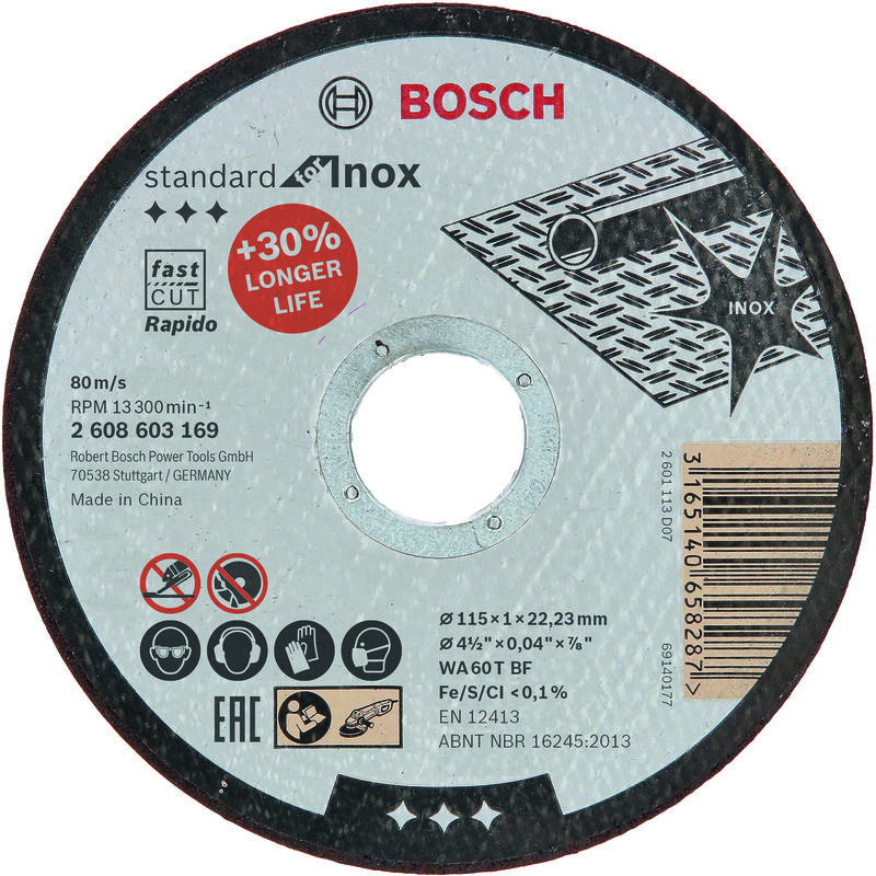 

BOSCH 2608603169 Disco corte recto Standard for Inox Rapido 115 X 22,23 mm 1