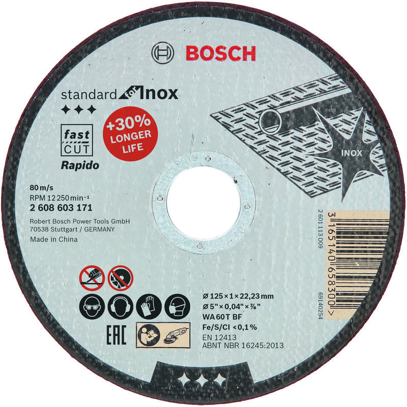 

BOSCH 2608603171 Disco corte recto Standard for Inox -Rapido 125mm 22,23mm 1