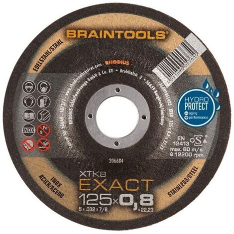 Disco de corte RHODIUS XT8 - Ø125 mm x 0,8 x 22,2 mm - Acero inoxidable - 206684
