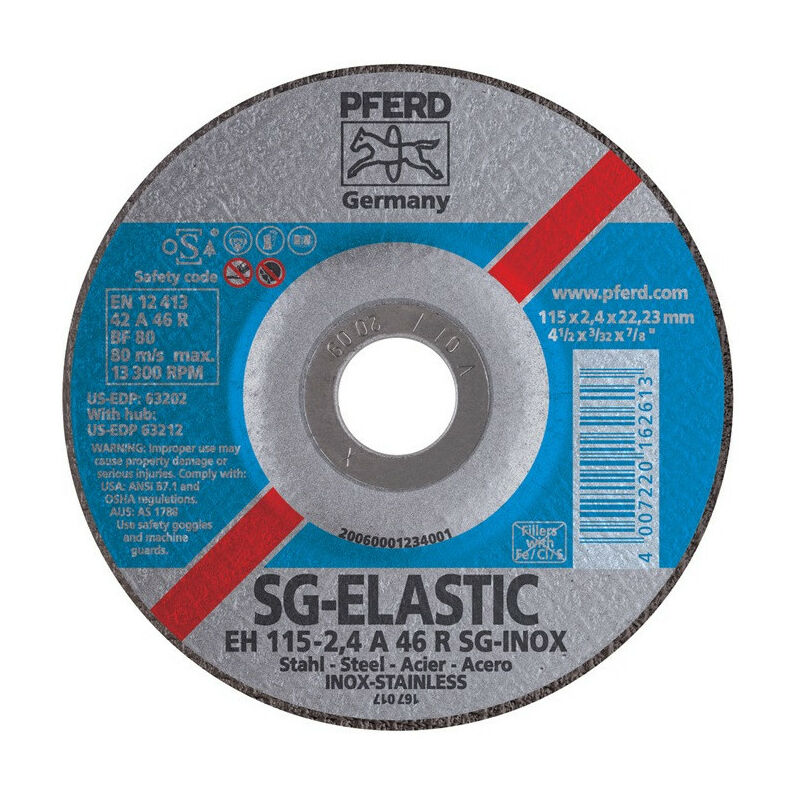 

Disco de corte SG STEELOX D115x2.4 mm angulado INOX taladrado 22.23 mm PF (Par 25)