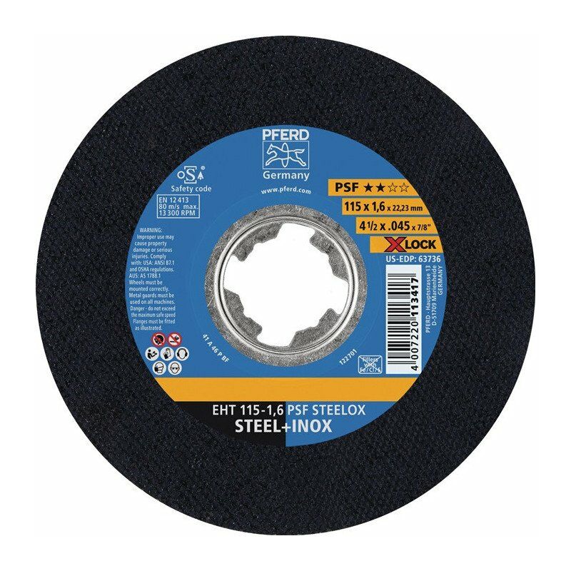 

Disco De Corte X-Bloqueo Psf Steelox D115X1.6 Mm Perforación Recta De Acero Inoxidable 22.23 Mm P (Por 25)