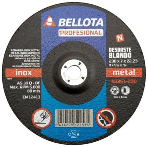 Disco de desbaste BELLOTA 50361 180x22.2x7.0 mm para inox y metal blando