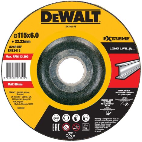 Disco de desbaste cóncavo para metal 115 x 6 x 22.23mm Dewalt DX7921-EA