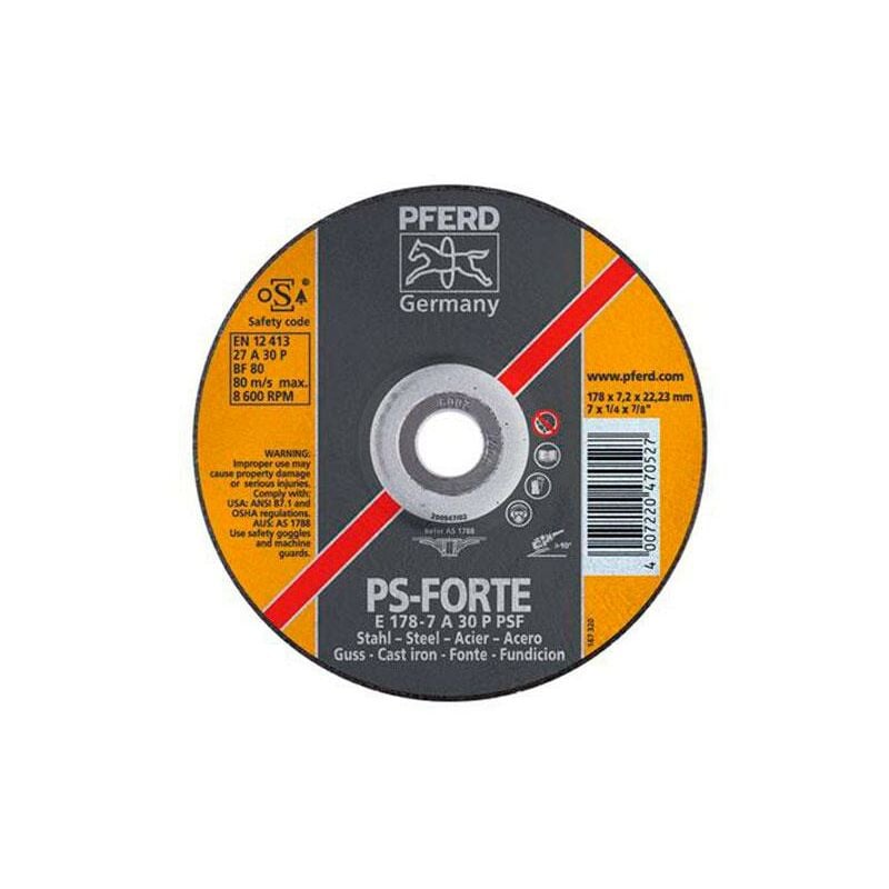 

Disco de desbaste metal Pferd - 125x7,2 mm. A30P PSF.