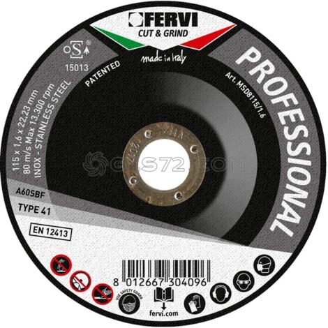 DISCO DE DESBASTE PROFESIONAL Ø115x6,5x22 MM AQ FERVI MSD8115/6.5