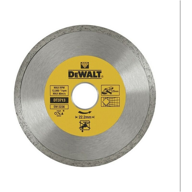 

DEWALT DT3713-QZ - Disco de diamante para corte en seco con borde continuo 125x22.2mm para cerámica