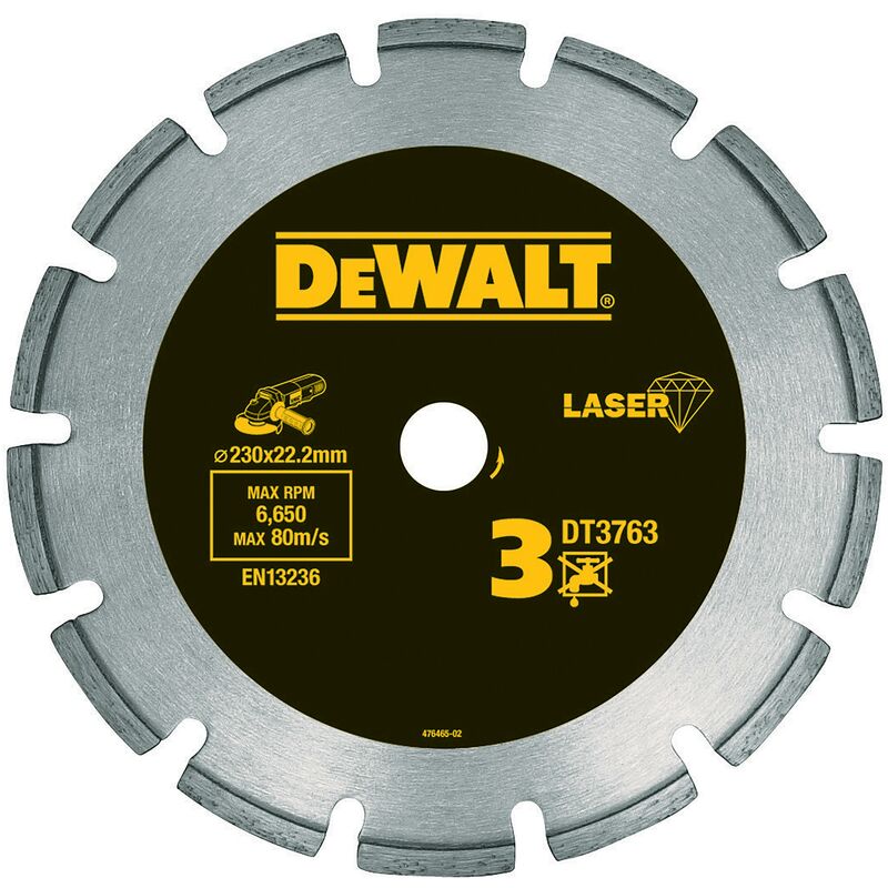 

Dewalt DT3761-XJ Disco de diamante de alto rendimiento soldado al laser adecuado para materiales duros y granito