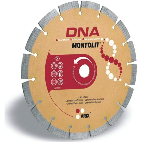 DISCO DE DIAMANTE 230 MM PARA HORMIGŽôN CONSTRUCCIŽôN GRANITE PŽôRFIDO PIETRAS DURAS MONTOLIT DNA LX230