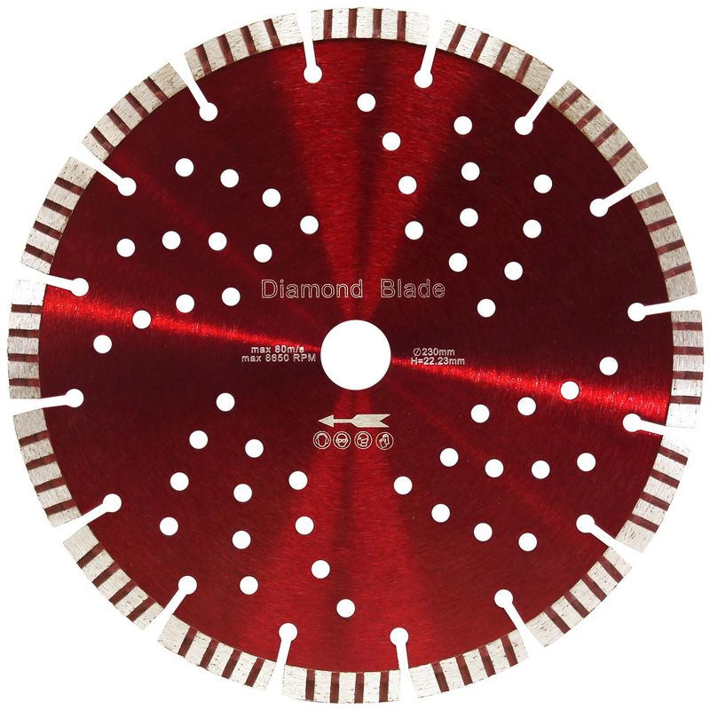 

Disco de diamante Ø230mm, perforación 22,23mm, segmentos turbo de 10mm, para piedra, ladrillo y más