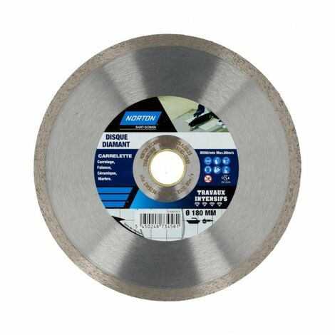 Disco de diamante macizo intensivo para azulejos NORTON, Diam.180 mm Norton