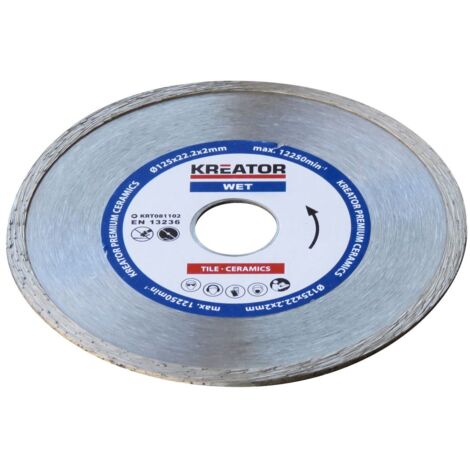 Disco de diamante para azulejos, loza - Diámetro 22,2 mm 1 disco 125 mm 2,0 mm Kreator