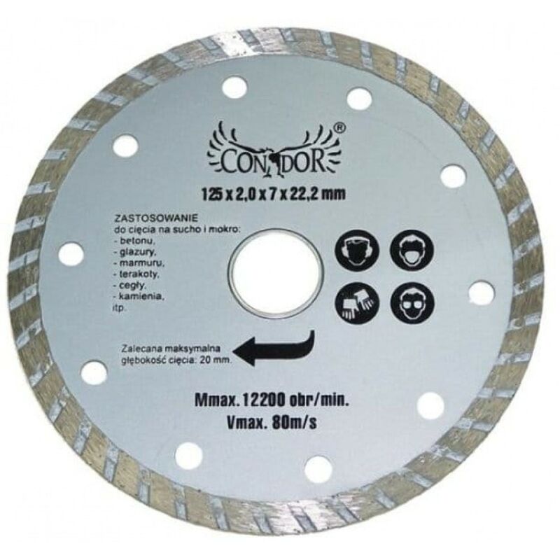 

Disco de diamante para corte turbo seco de 125 mm