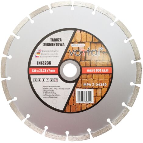 Disco de diamante segmentado para corte de bloques de hormig贸n 230 mm x 22 mm
