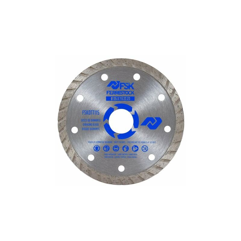 

FSKDTT115 Disco de diamante turbo sinterizado para amoladoras angulares de uso general en materiales de construcción y piedras naturales. - Ferrestock
